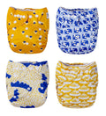 Sicilian Summer Cloth Pocket Diapers 4 Pack with Inserts - One Size