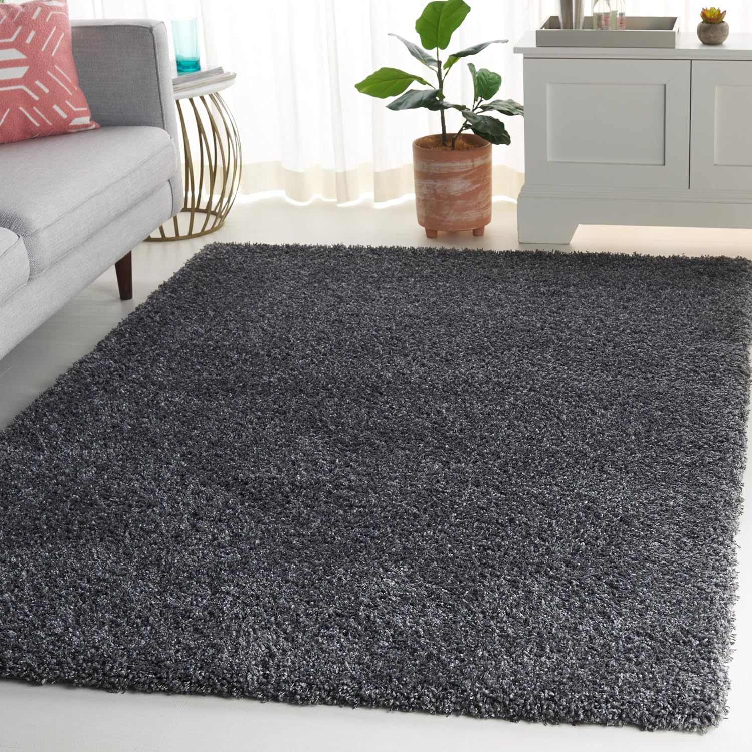 SAFAVIEH California Shag Area Rug - Plush Dark Grey Design