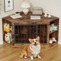 Corner Dog Crate Furniture with Storage Shelves for Small Dogs