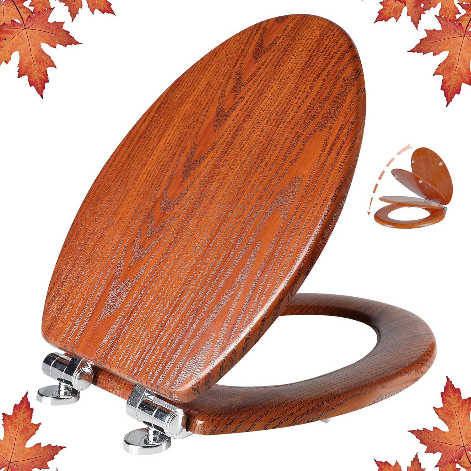 Elongated Toilet Seat with Quiet Close and Quick Release Hinges
