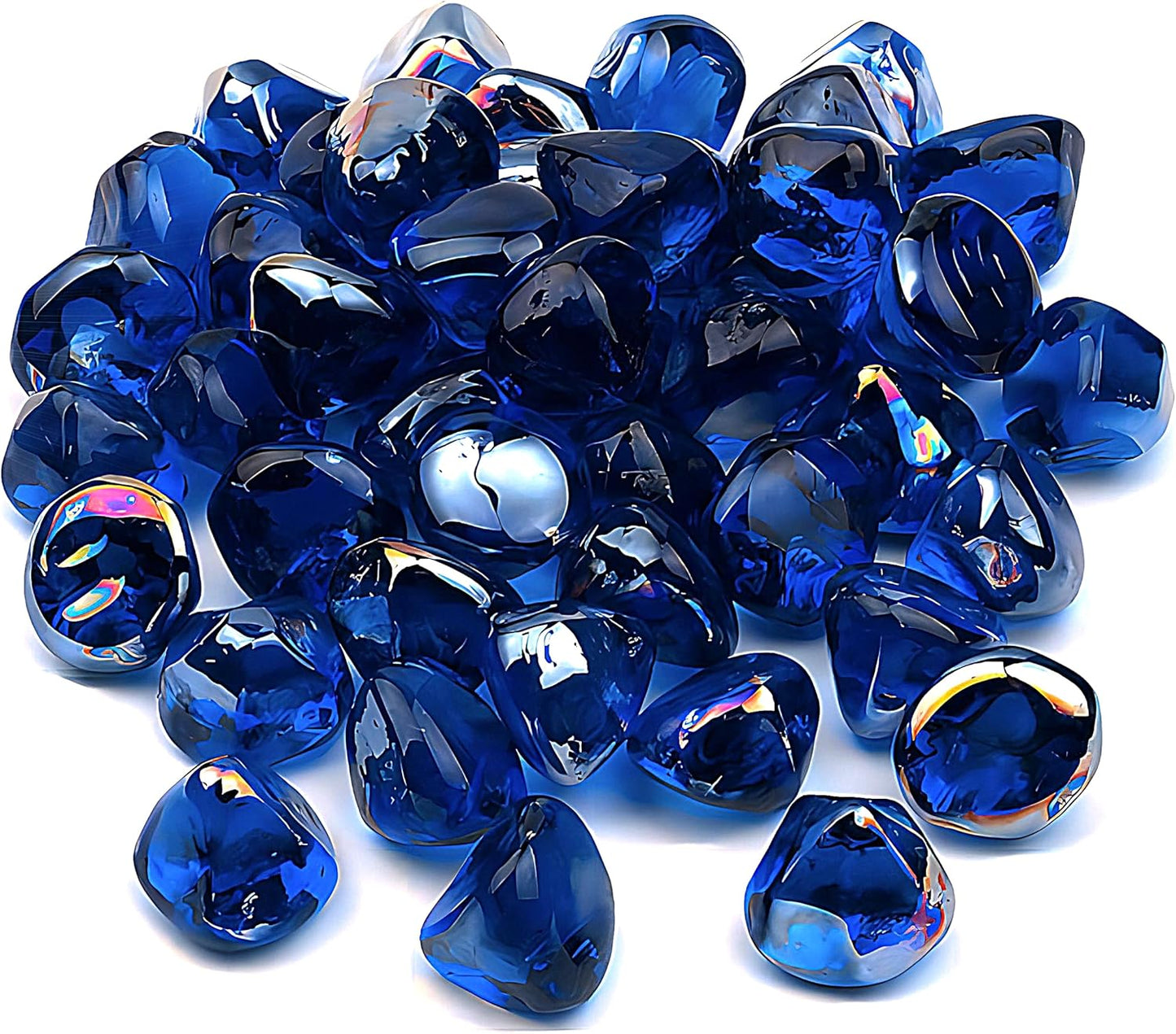 Kinway 20lbs Fire Glass Diamonds 1 Inch Blue Fire Pit Rocks