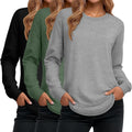 Ficerd 3 Pack Women's Long Sleeve Tunic Tops - Comfortable Cotton Fit