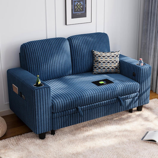 LINSY HOME Loveseat Sofa with Storage - Comfy Plush Design