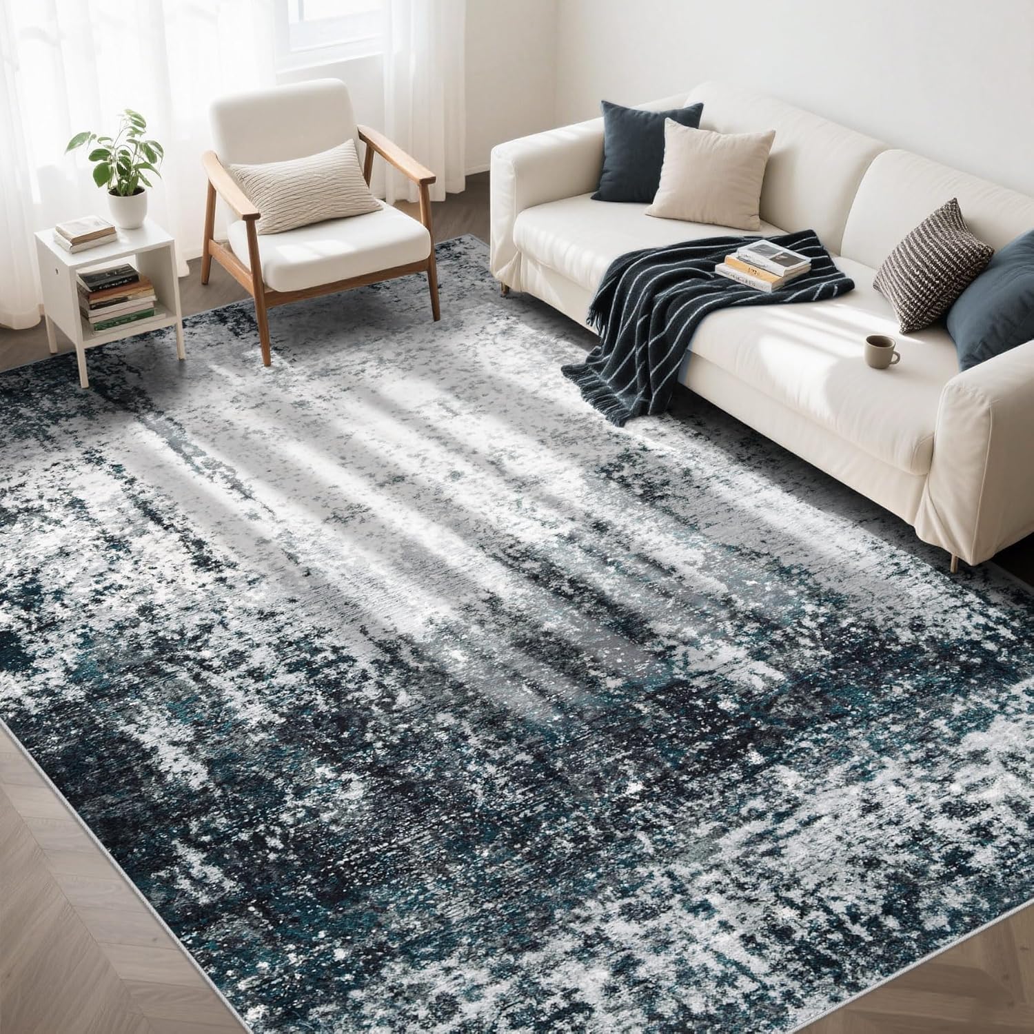 6x9 Area Rugs Washable Soft Modern Abstract Rug for Living Room