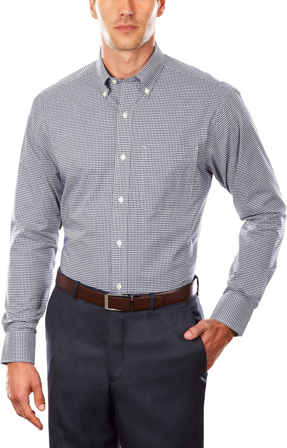 Tommy Hilfiger Men's Regular Fit Non Iron Gingham Dress Shirt