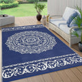 Outdoor Patio Rug 8x10 Reversible Camping Mat - Waterproof Medallion