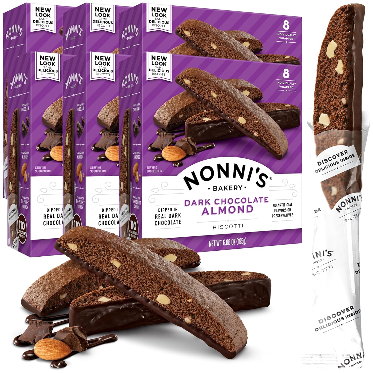 Nonni's Dark Chocolate Almond Biscotti Cookies - Perfect Treat