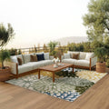 Aloha Indoor/Outdoor Green Multicolor 8x11 Rug - Floral High-Low Style