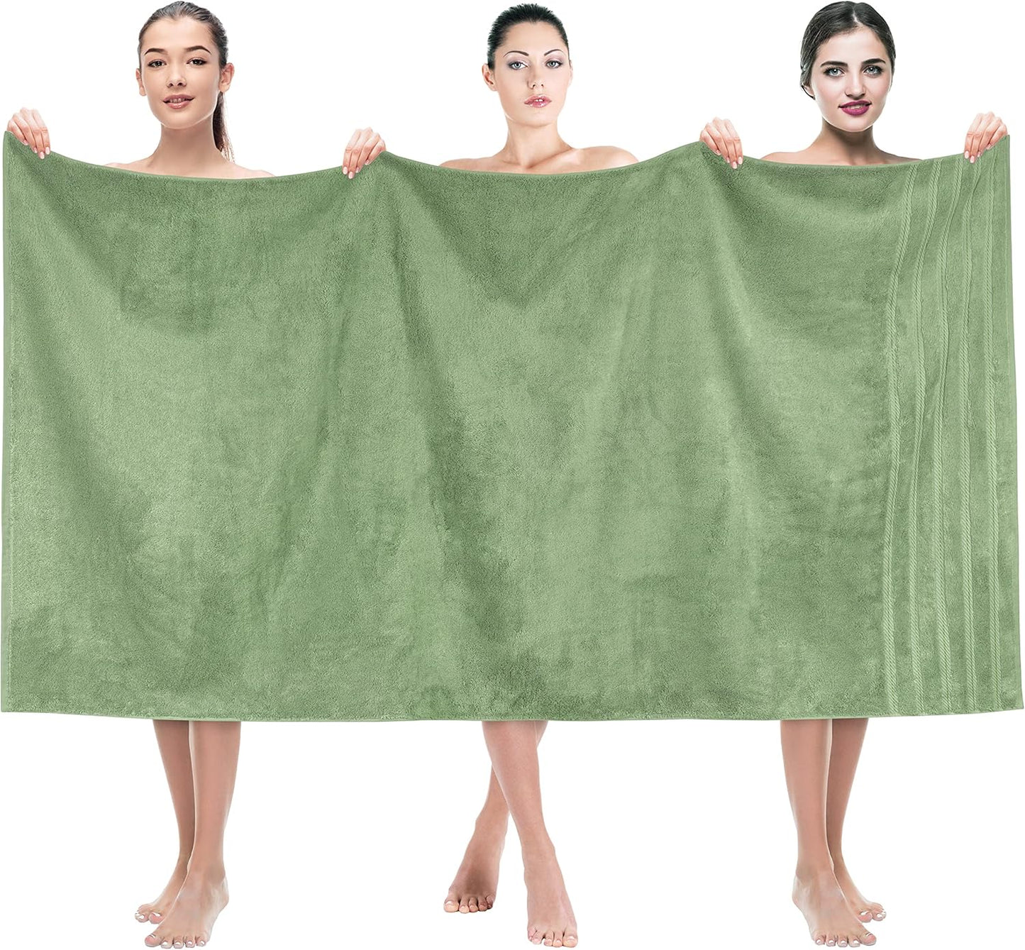 Oversized Luxury Bath Towels 35x70 in Sage Green for Comfort