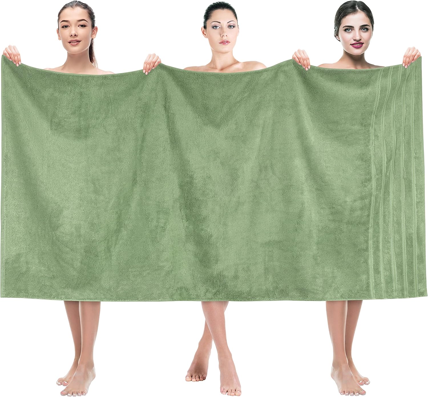 Oversized Luxury Bath Towels 35x70 in Sage Green for Comfort