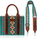 Wrangler Aztec Tote Bag for Women - Compact Canvas Shoulder Satchel