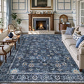 Tangsoo 5x7 Blue Area Rug - Machine Washable Vintage Floral Rug