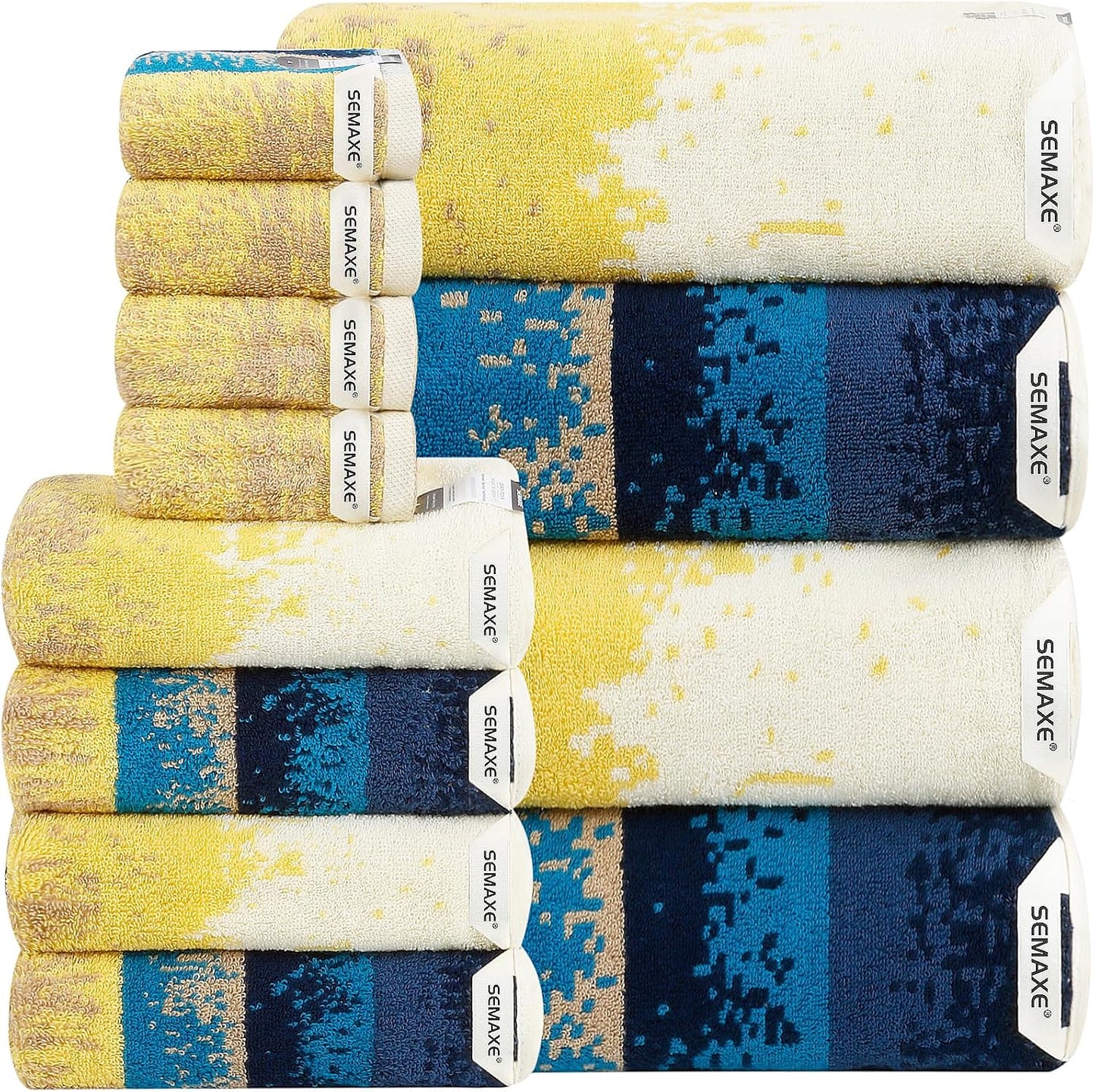 SEMAXE 12-Piece Family Bathroom Towel Set - Ultra-Soft Cotton