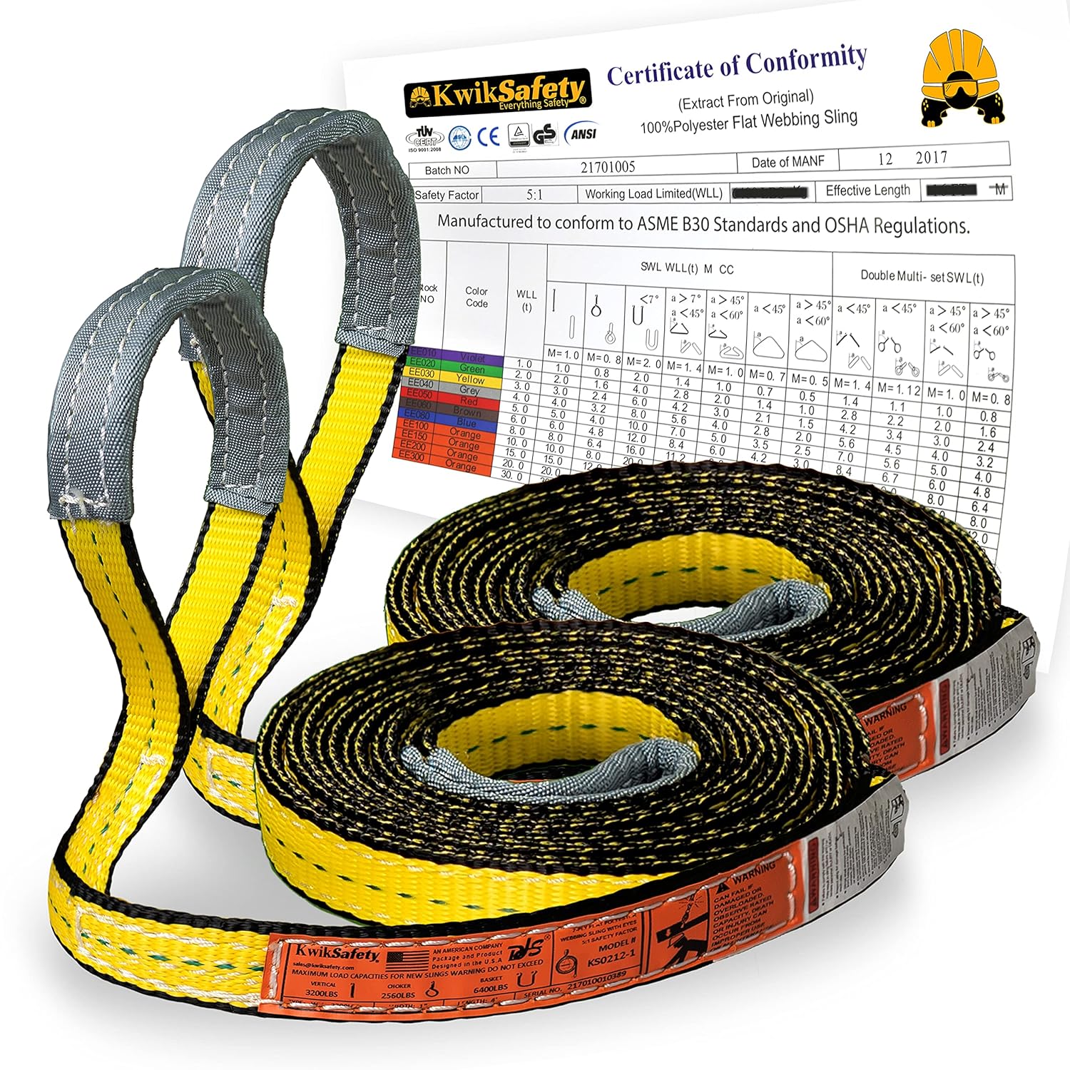 Mighty Sumo 1x 10 Poly Web Sling - Heavy Duty Lifting Strap