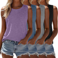 4 Pack Women's Sleeveless Tops Loose Fit Tank Tees - Soft Stretch