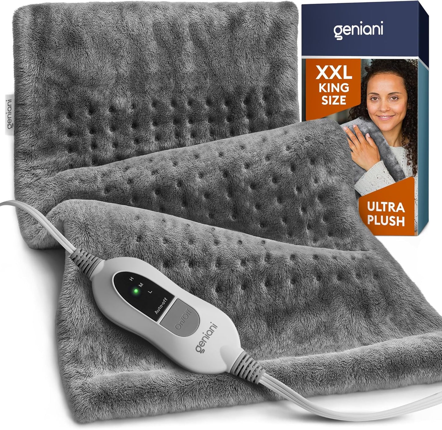 GENIANI Electric Throw XXL Heating Pad for Back Pain Relief