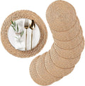 Round Woven Placemats Set of 8 - Natural Water Hyacinth Placemats