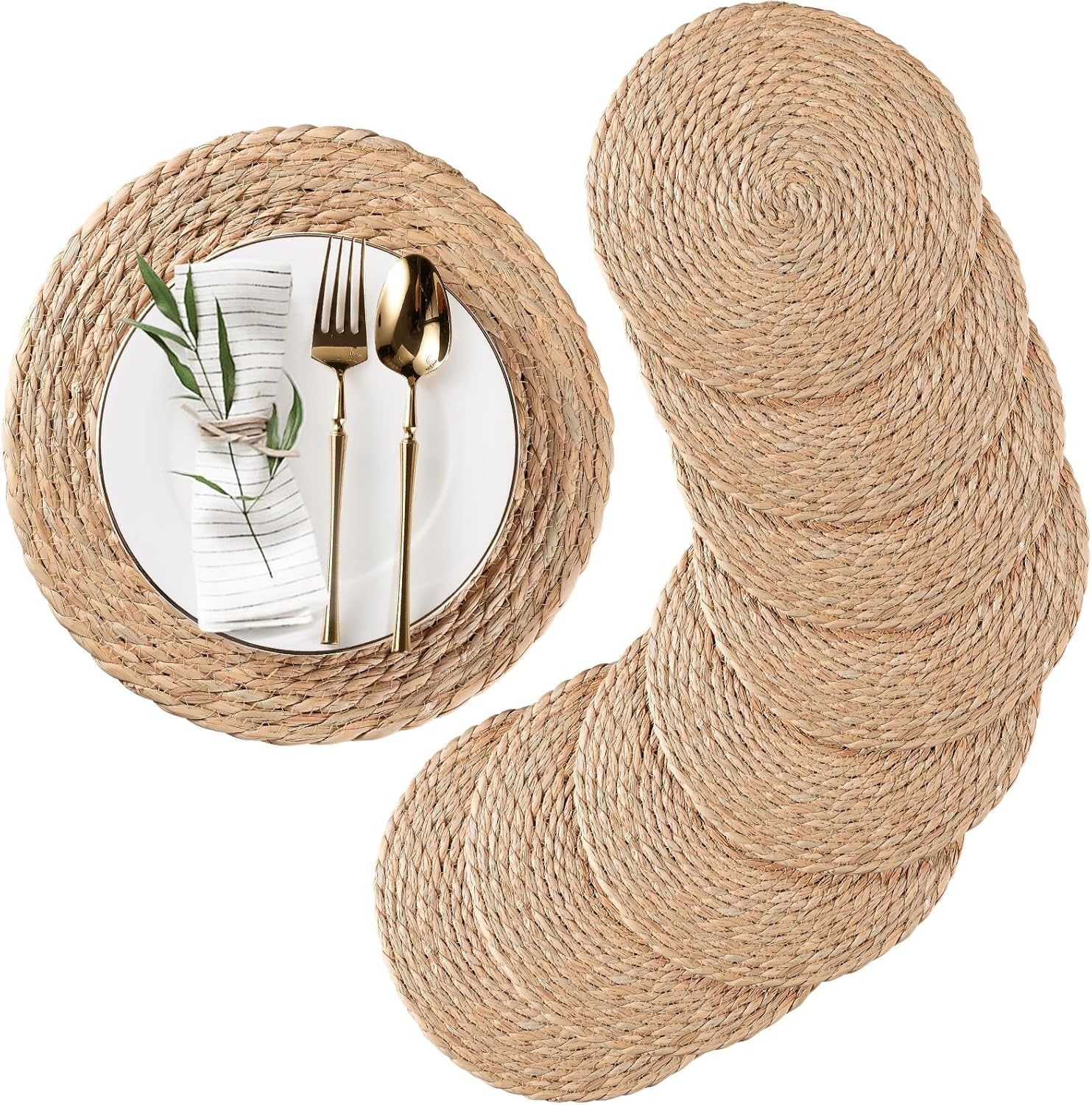 Round Woven Placemats Set of 8 for Elegant Table Settings