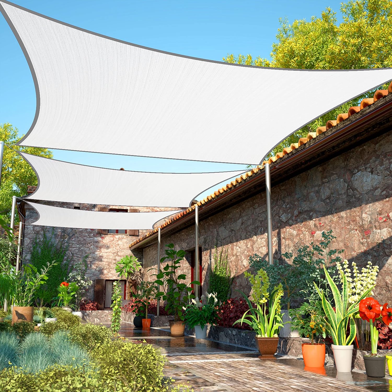 ShadeMart 6ft x 11ft White Sun Shade Sail for Outdoor Spaces
