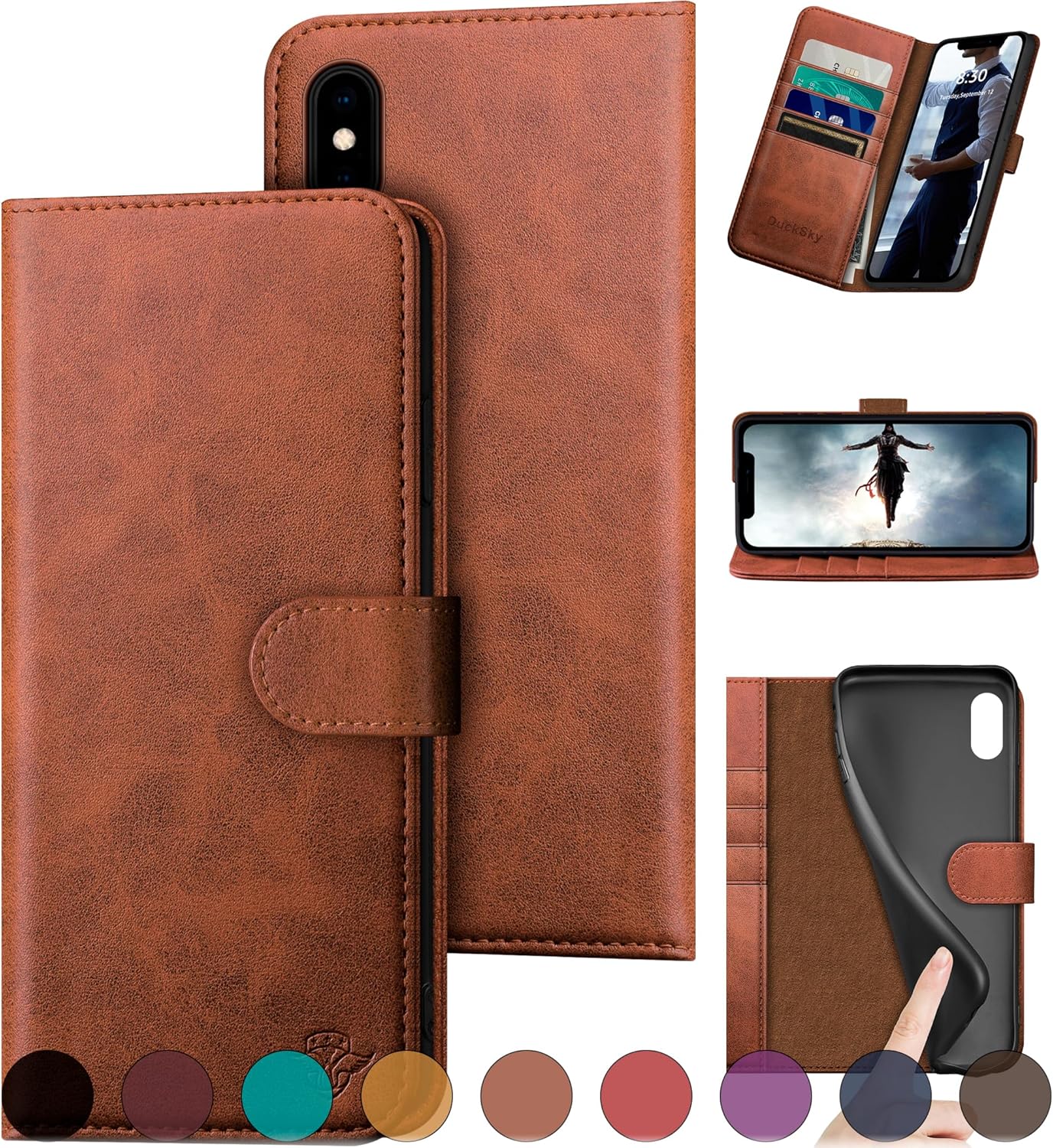 Genuine Leather Wallet Case for iPhone XS Max with RFID Blocking
