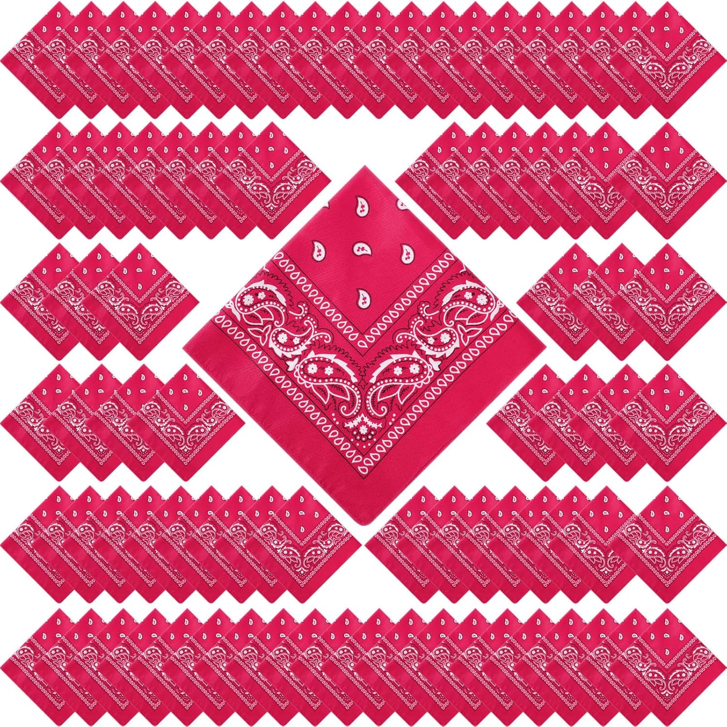 100 Pack Unisex Paisley Bandanas for Cowboy Themed Parties
