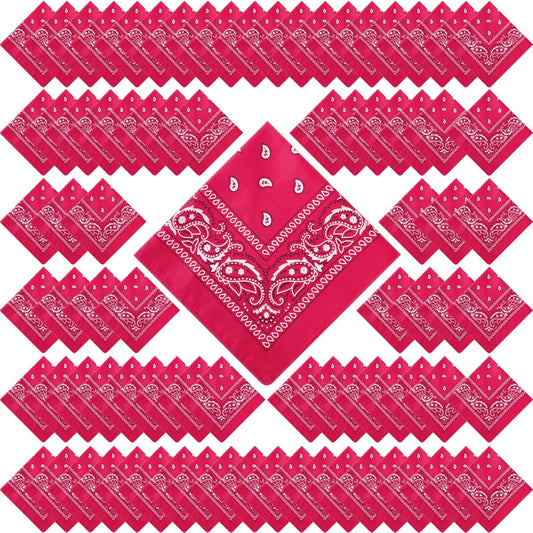 100 Pack Unisex Paisley Bandanas for Cowboy Themed Parties