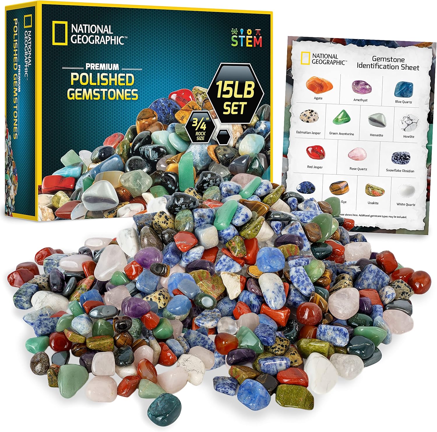 National Geographic Premium Polished Stones for Arts and Crafts