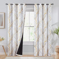 100% Blackout Yellow on White Tree Curtains 84 in Panels - Room