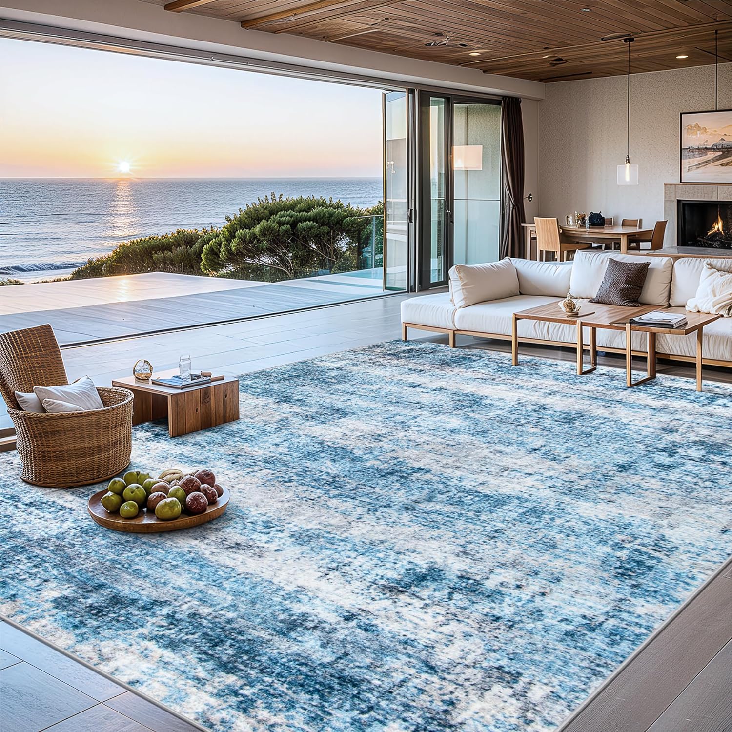 Modern Abstract Area Rugs 10x14 for Living Room and Bedroom