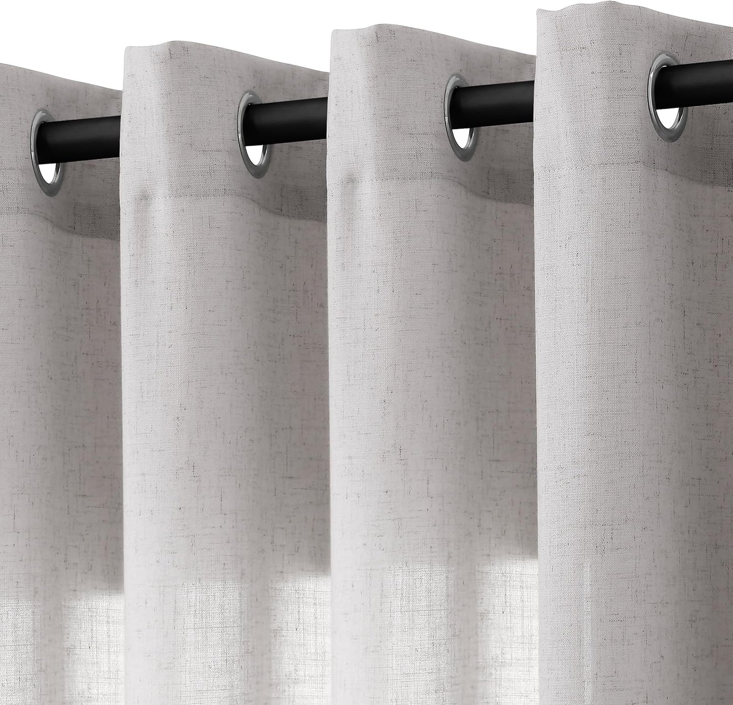 Grayish White Linen Curtains 84 Inch Length for Modern Homes