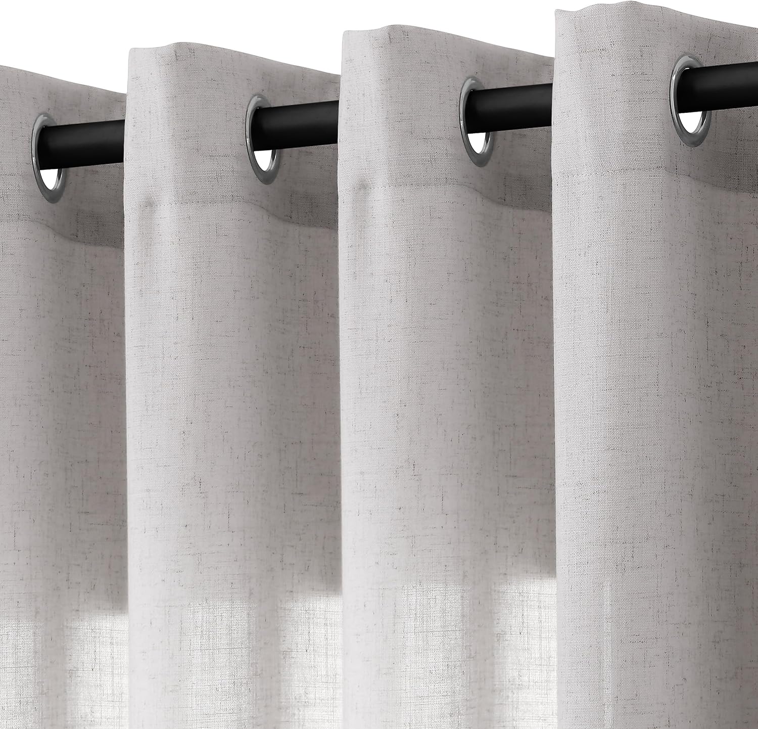 Grayish White Linen Curtains 84 Inch Length for Modern Homes