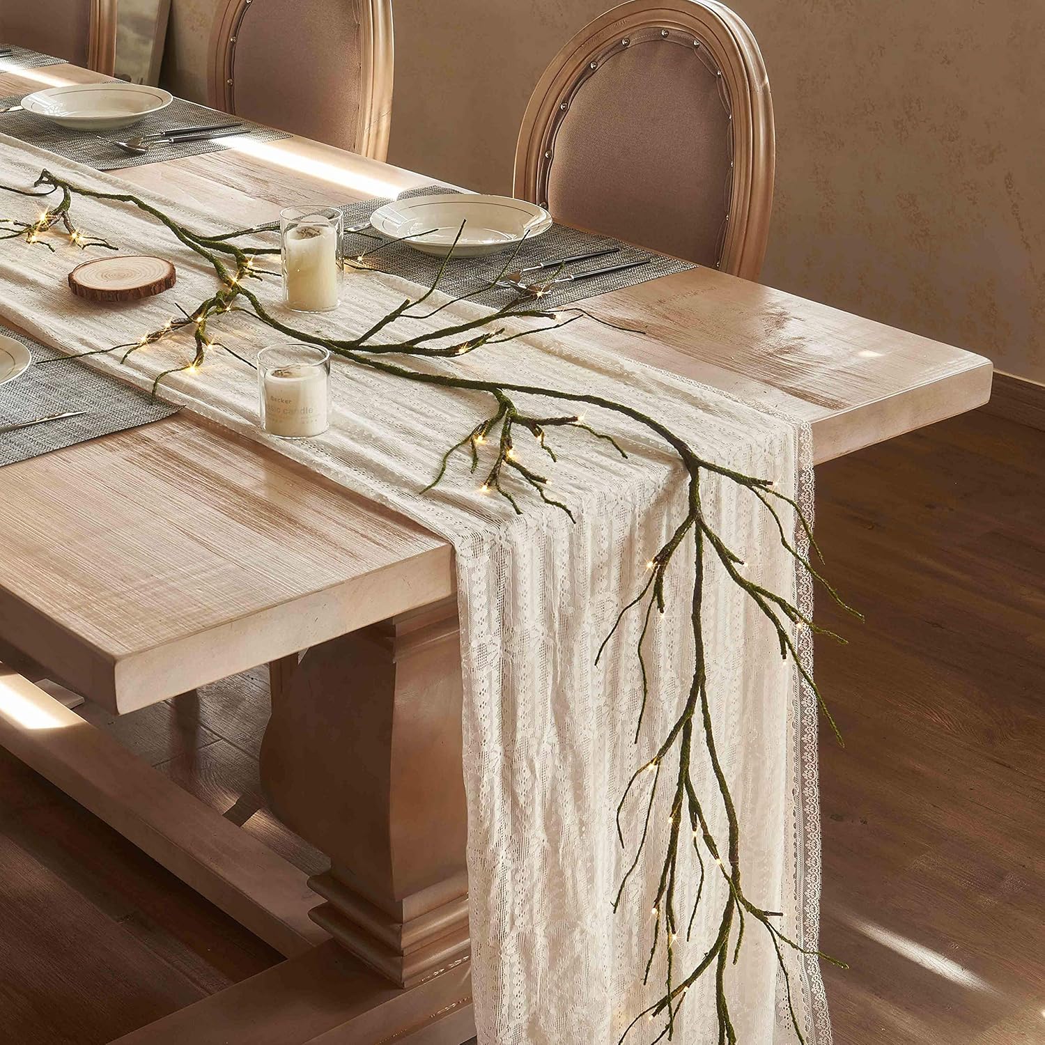 Mossy Garland Lights: Timer, Battery-Operated Twig Vine