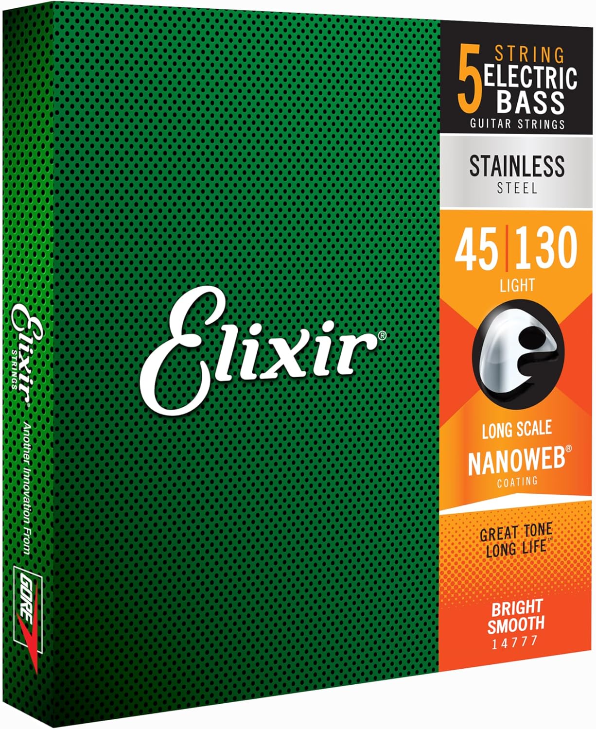 Elixir Stainless Steel 5-String Bass Strings - Enhanced Longevity!