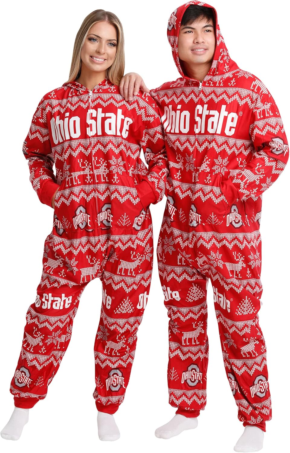 FOCO Unisex-Adult NCAA College Team Ugly Pattern Holiday Pajamas
