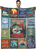 Fishing Throw Blanket Gifts Men - Soft 50in x 60in Fleece Throw