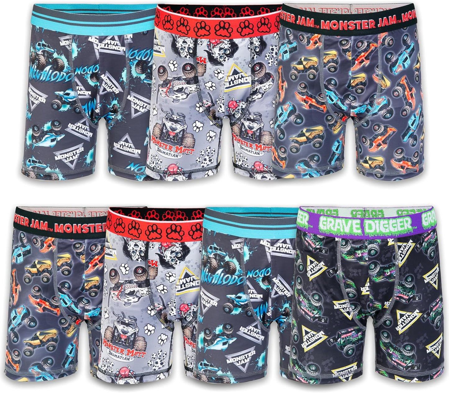 Monster Jam Boys' Exclusive 7-pk Athletic Boxer Briefs Set