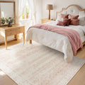 Light Pink Bedroom Rugs 6x9 Cute Boho Floral Soft Faux Wool