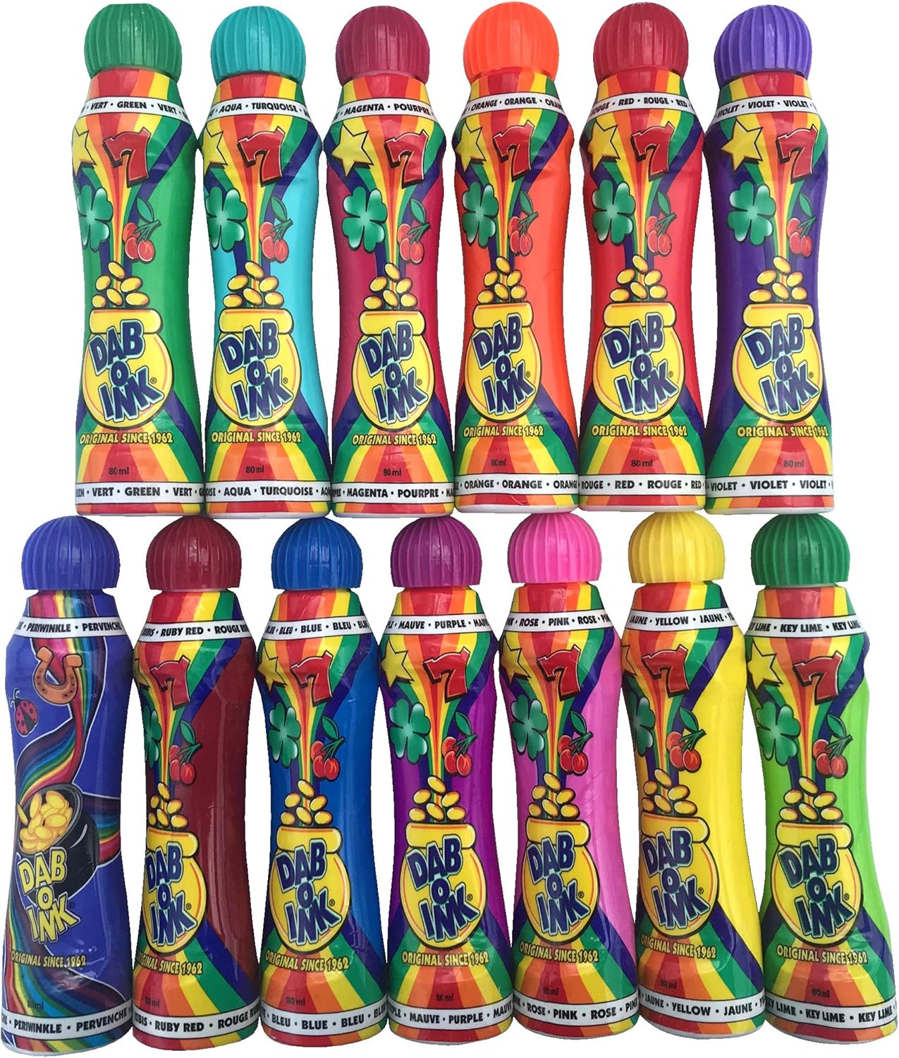 Dab-O-Ink Bingo Daubers 3oz - 24ct Mixed Colors for Fun Games