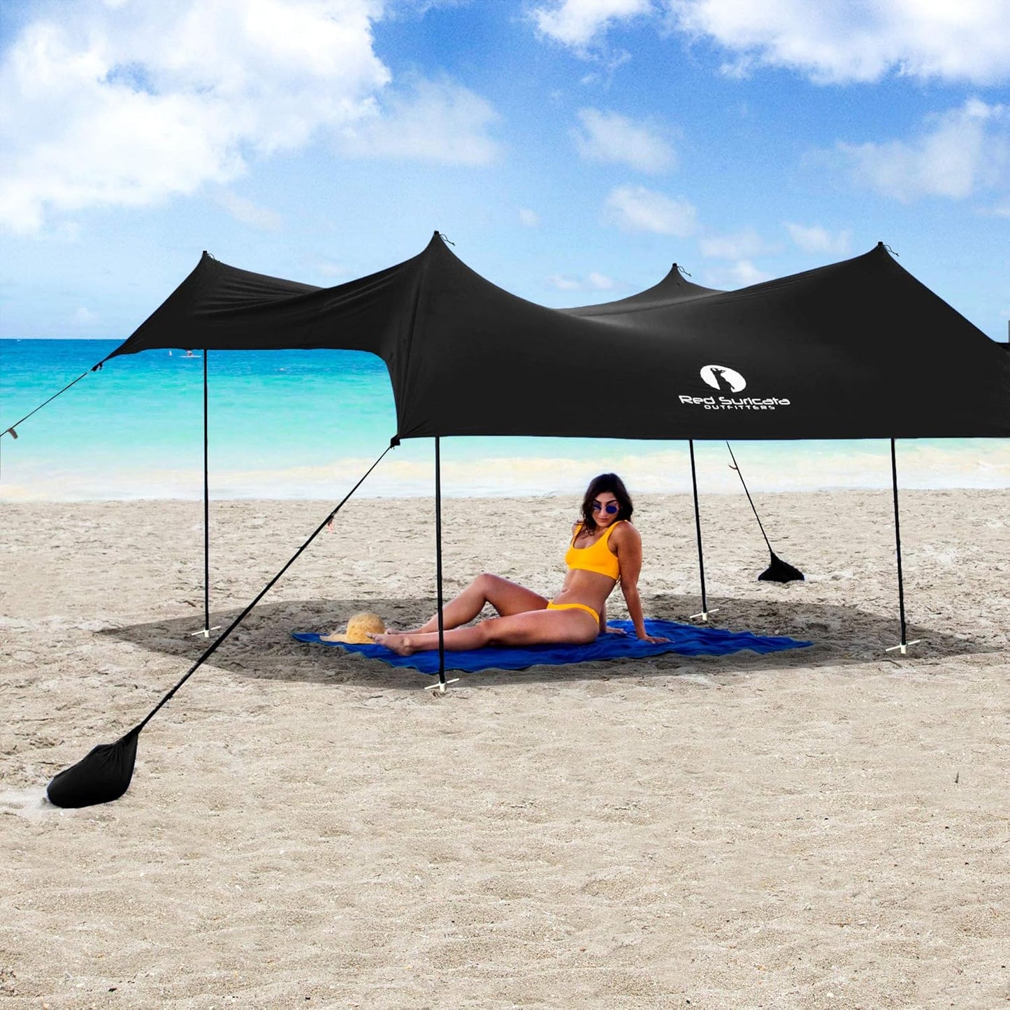 UPF50 Red Suricata Beach Tent: Portable Sunshade