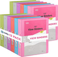 3 Ring Binder 1.5 in Clear View Cover with 2 Pockets - Colorful School