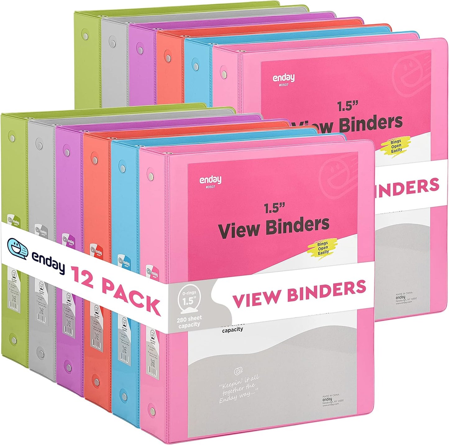 3 Ring Binder with Clear View Cover and Inside Pockets