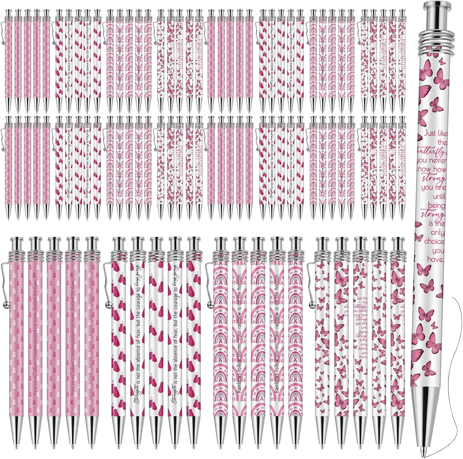 100 Pcs Breast Cancer Awareness Pens for Charity Events Gifts