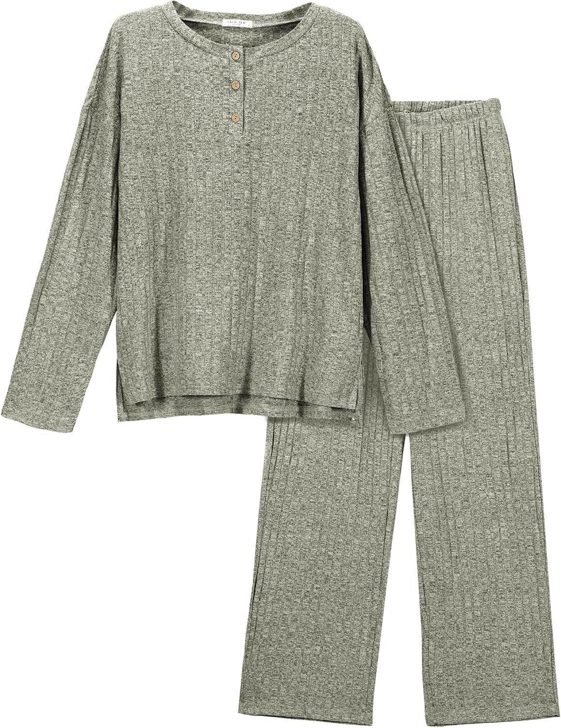 Ekouaer Womens Ribbed Knit Lounge Set for Cozy Sleepwear