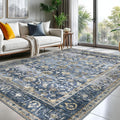 KUTA Floral Area Rugs for Living Room 8x10 Blue Grey Beige