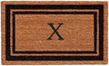 Black Border Monogram Coir Doormat 36in x 72in - Oversized Entry Rug