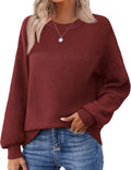 Women's Chunky Knit Cotton Blend Sweater Oversized Crewneck