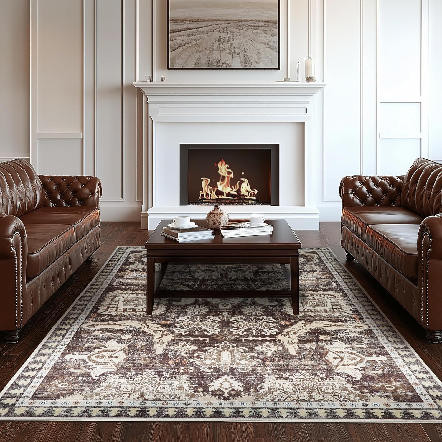 5x7 ft Washable Area Rug, Non-Slip Soft Rug for Indoor Use