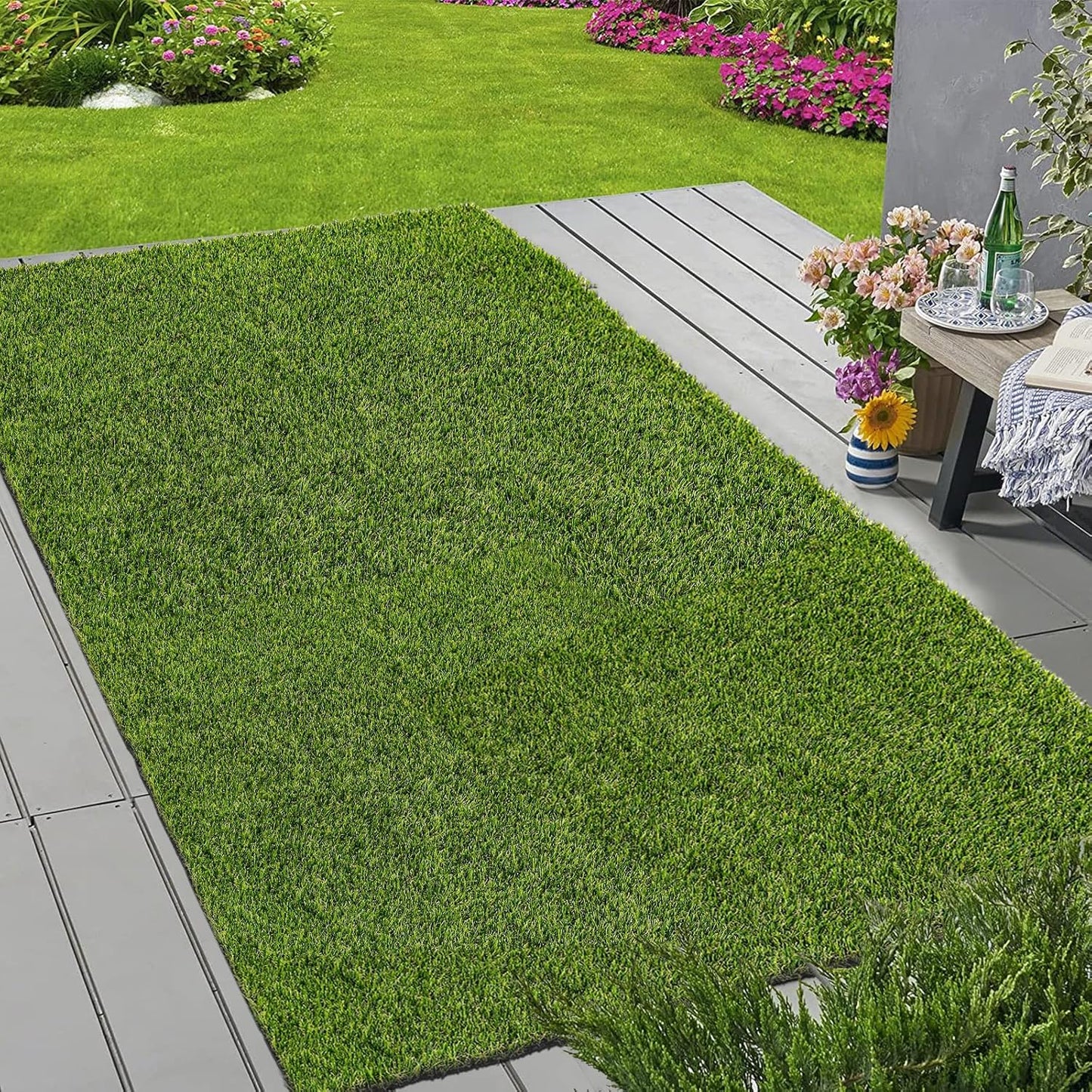 HEBE Artificial Turf Rug 3ftx5ft for Indoor Outdoor Use