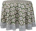 Kari Green 72in Round Cotton Boho Tablecloth - Hand Block Print