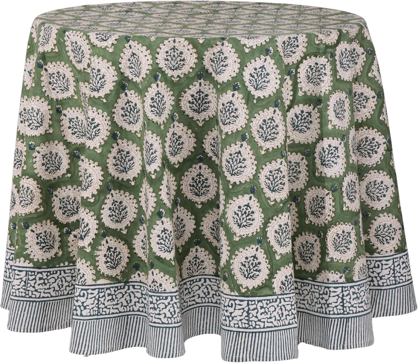 Kari Green 100% Cotton Round Boho Tablecloth for Any Occasion